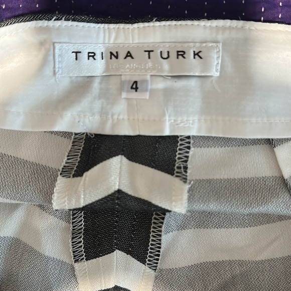 Trina Turk Netti Parasol Striped Black & White Trouser Pants Sz 4 - Picture 4 of 6